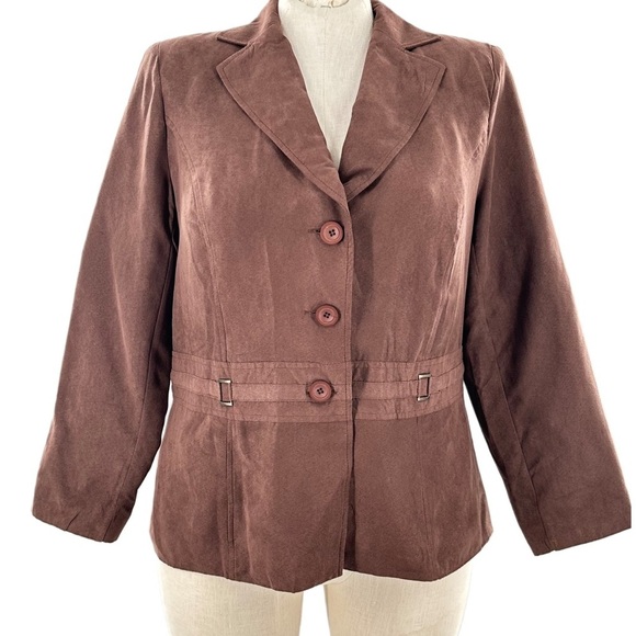 Kim Rogers Signature blazer size 1X brown microsuede Corpcore southwestern - Picture 1 of 10